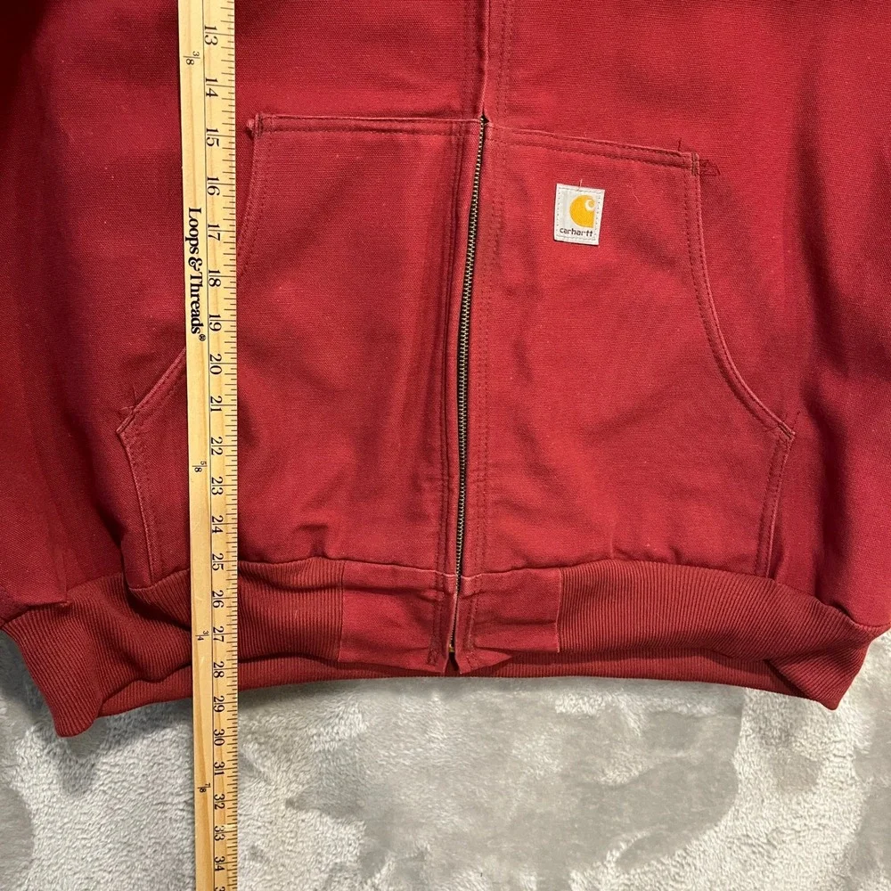 Carhartt Jacket Mens 2XL Red J158 DKR Thermal Lined Sandstone Active Hooded